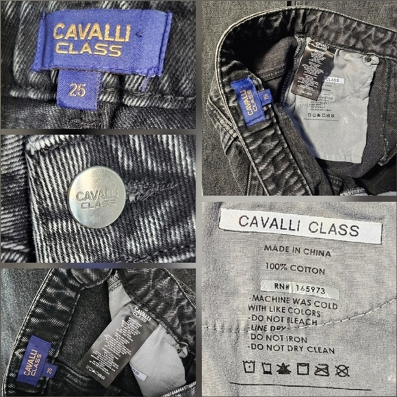 Cavalli Class Black High-Rise Straight Leg Denim Jeans - Picture 14 of 16